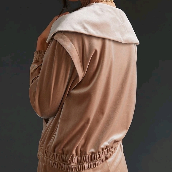 Anthropologie New Current Air Quarter Zip Velvet Velour Pullover SZ Medium Y2K - Picture 9 of 13